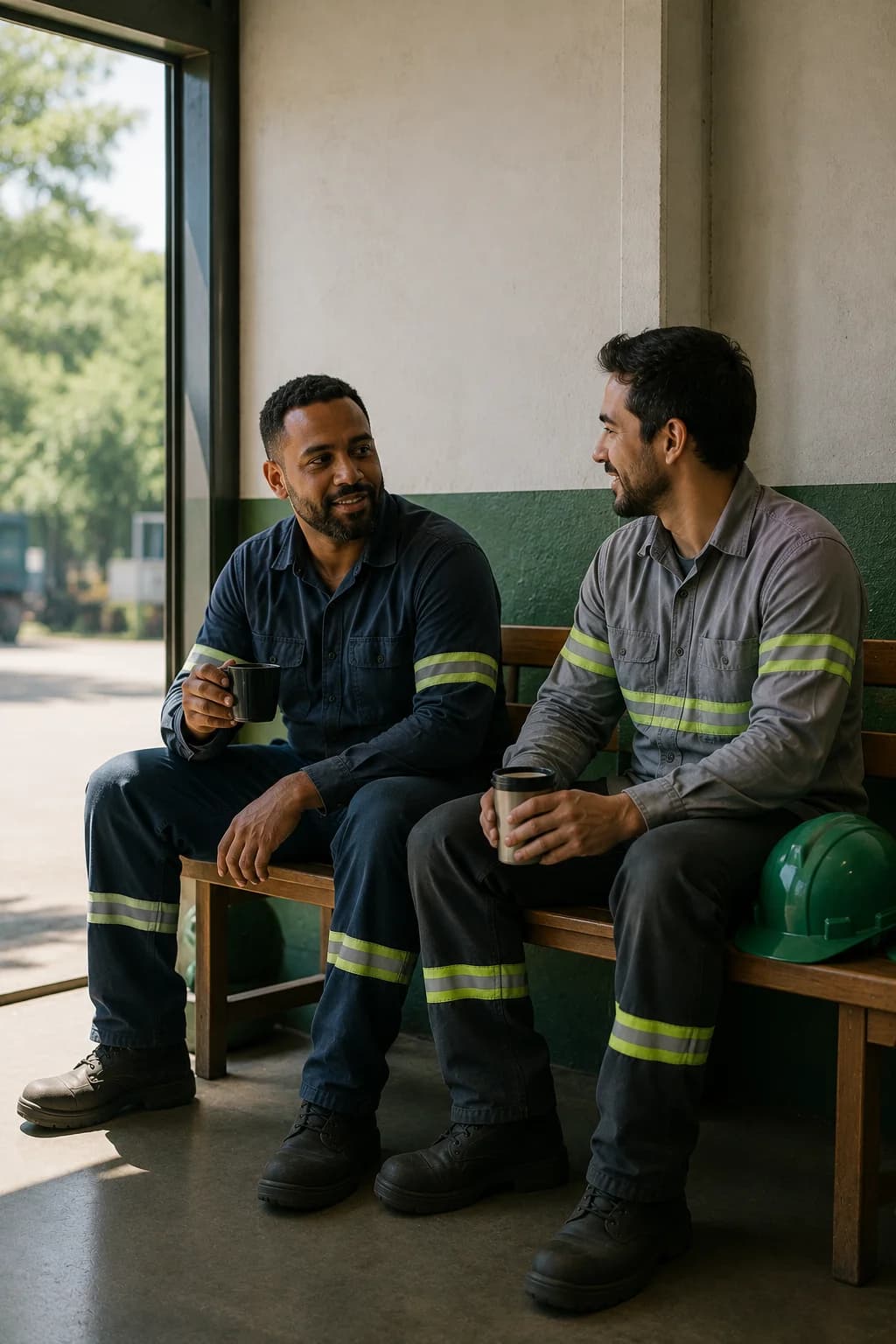 Trabalhadores em pausa de turno